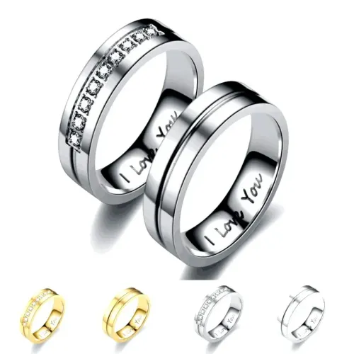 RTM959 I Love You Stainless Steel Couple Rings Romantic Commitment Jewelry