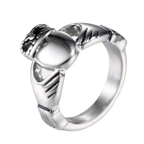 RTM507 Love Hands Heart Shaped Stainless Steel Ring Romantic Jewelry Gift