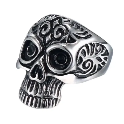 RTM594 Titanium Steel Skull Ring Religious Totem Men's Jewelry Accessory