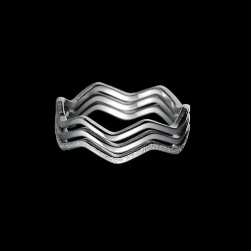 RTM2553 Curve Wave Women's Ring Frosted Stainless Steel Fashion Accessory