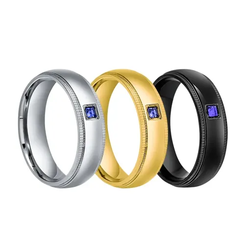 RTM1271 Luxury Couple Ring Gift Stainless Steel,Gold Electroplated with Square Diamond