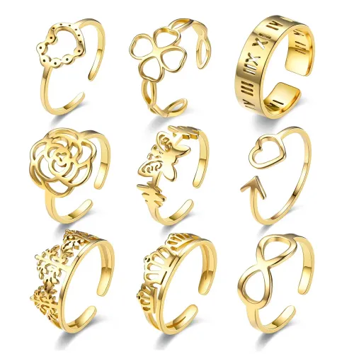 RTM2773 Elegant Cutout Open Clover Arrow Ring Chic & Trendy Fashion Accessory