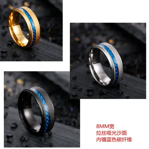 RTM1335 Brushed Matte Carbon Fiber Stainless Steel Ring for Men Sleek Jewelry