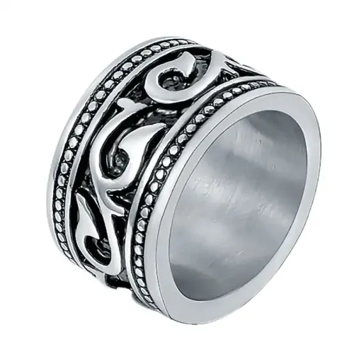 RTM657 Men's Titanium Steel Ring with Vine Leaf Pattern Elegant Jewelry Piece