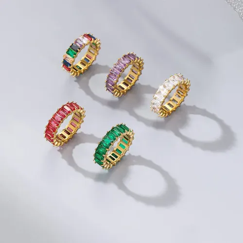 RTM2244 Exquisite Colorful Zircon Women's Ring Stainless Steel Jewelry