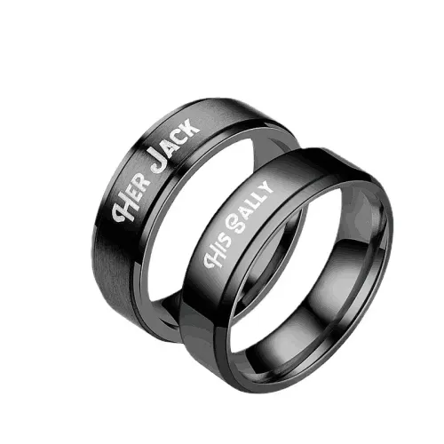 RTM822 HER Jack His Sally Stainless Steel Couple Rings Matching Jewelry Set