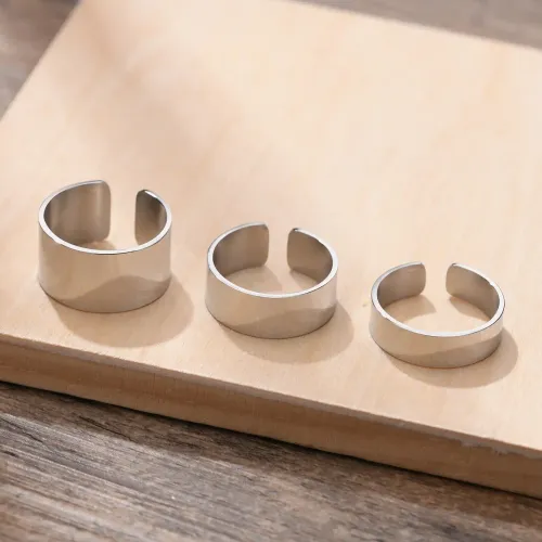 RTM189 Adjustable Open-Faced Stainless Steel Ring Unisex Living Jewelry in Steel Color