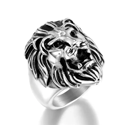 RTM2205 Lion King Shield Design Stainless Steel Men's Ring Animal Head Jewelry