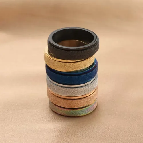RTM1881 Frosted Stainless Steel Rotating Ring Sleek Jewelry for Men & Women