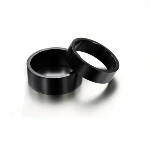 RTM2231 Minimalist Pure Black Stainless Steel Couple Ring Elegant Unisex Jewelry