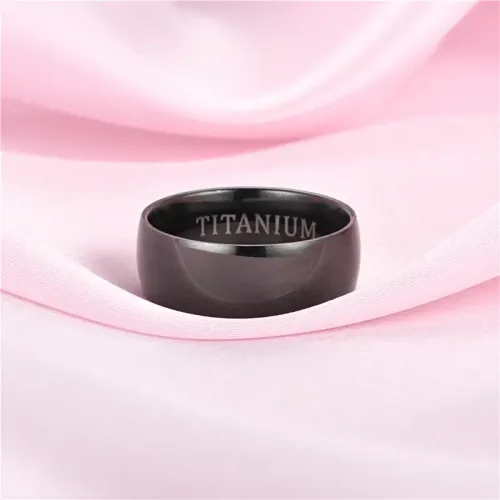 RTM2679 Elegant Matte Black Titanium Ring with Inner & Outer Ball Design