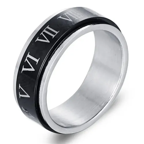 RTM2145 Roman Numeral Punk Ring Stainless Steel Sports Band for Men