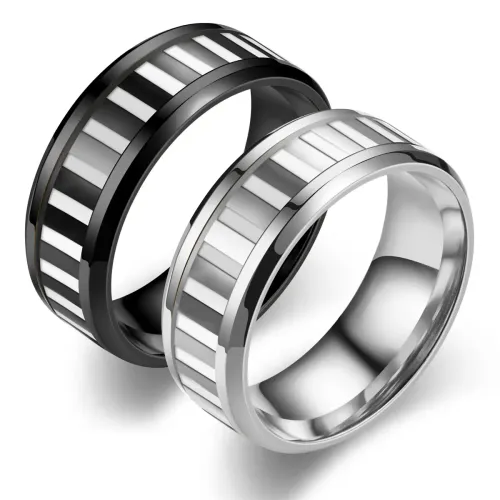 RTM2831 White Checkered Shell Ring High Novelty with Chic Oil Drip Design