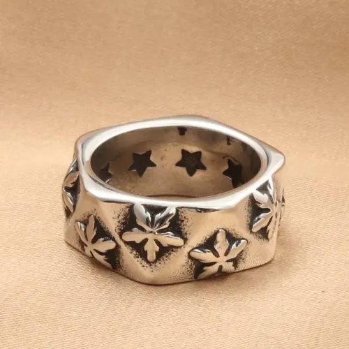 RTM1520 Stainless Steel Polygonal Five-Pointed Star Ring Trendy Jewelry Accessory