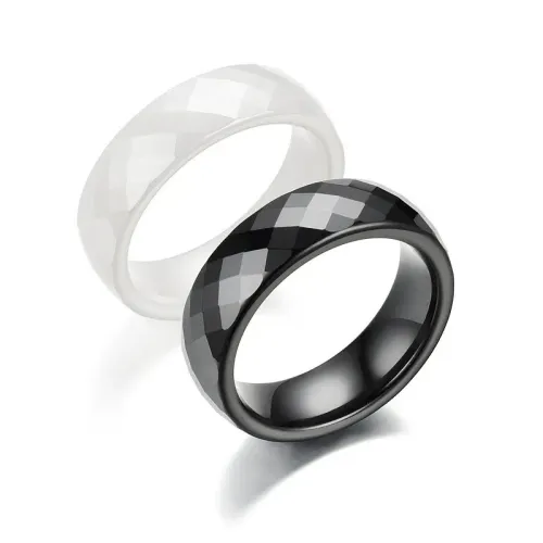 RTM670 Ceramic Rhombus Rings Multi-Faceted Couple Bands for Men & Women