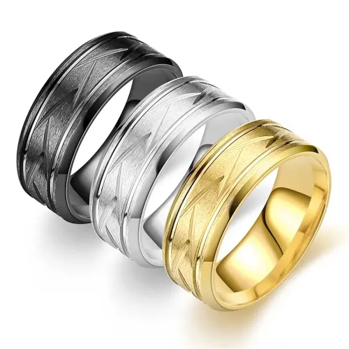 RTM911 Stylish Frosted Stainless Steel Rings for Men Sleek & Durable Jewelry