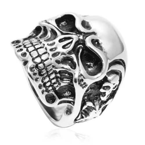 RTM2060 Angry Skull Ring Stainless Steel Ghost Head Band for Men