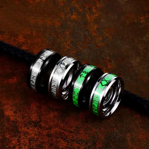 RTM2337 Luminous Viking engrave Ring Unisex Stainless Steel Jewelry