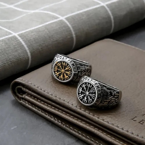 RTM2199 Men's Stainless Steel Ring with Compass Logo Design Nautical Jewelry