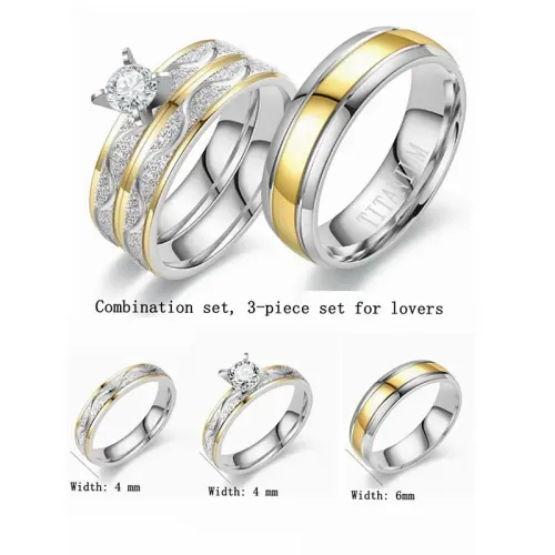 RTM671 Elegant Couple's Stainless Steel Ring Set Perfect Match Bands