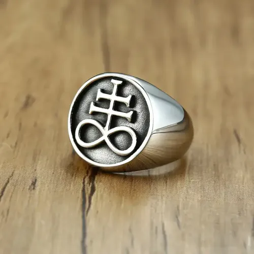 RTM152 Men's Hip Hop Satan Cast Ring Stainless Steel, Steel Color Jewelry