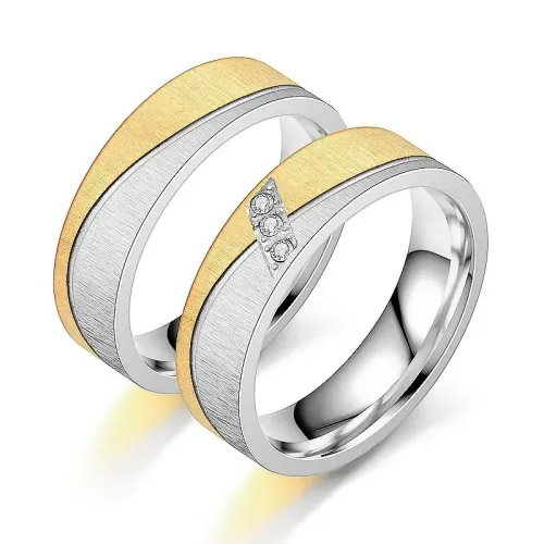 RTM892 Elegant Stainless Steel Diamond Ring for Couples Perfect Women's Gift