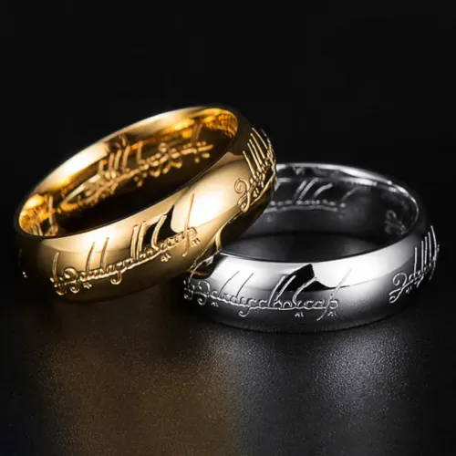 RTM968 Lord of the Rings Engraved Stainless Steel Couple Bands Romantic Fantasy Jewelry