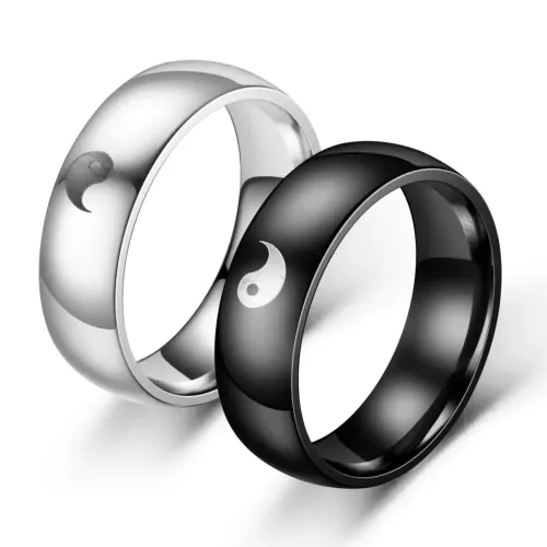 RTM2721 New Tai Chi Bagua Stainless Steel Couple Ring Yin Yang Harmony Jewelry