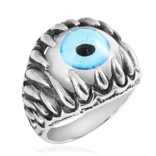 RTM1537 Blue Angel Eye Ring Punk Stainless Steel Jewelry with Eye Design
