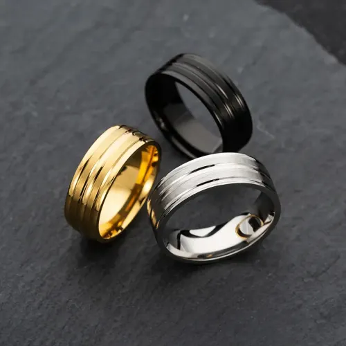 RTM1173 8MM Frosted Stainless Steel Ring for Men Elegant Jewelry Accessory
