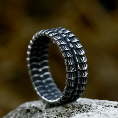 RTM2330 Men's Stainless Steel Ring Dragon Scale Design Fashionable Band Accessory