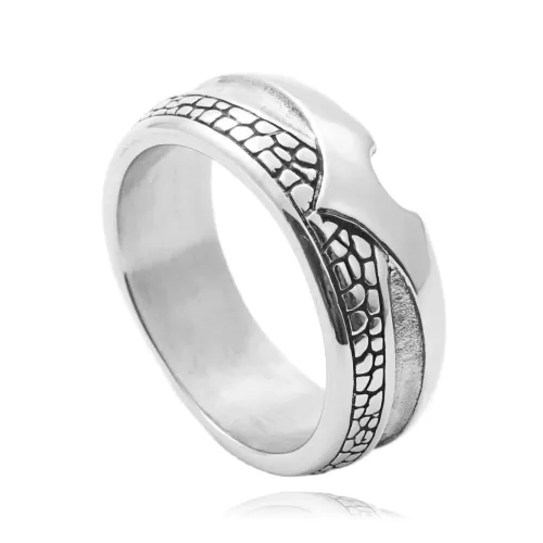 RTM1725 Women's Punk Stainless Steel Ring with Snake Pattern & Stone Detail