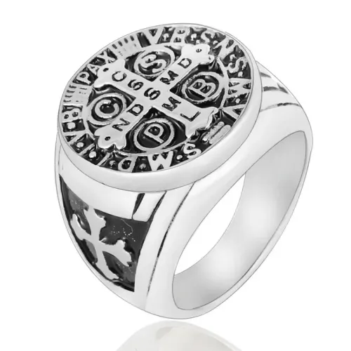 RTM2115 Men's Punk Cross-Shaped Stainless Steel Ring Edgy Fashion Accessory