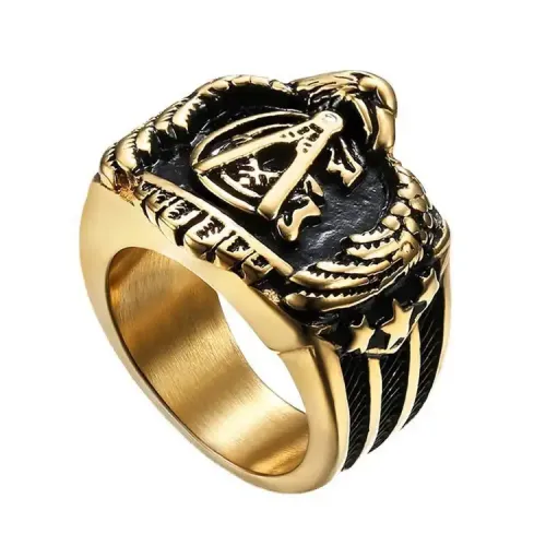 RTM432 Freemasonry AG Logo Ring Men's Titanium Steel Middle Eastern Religious Jewelry