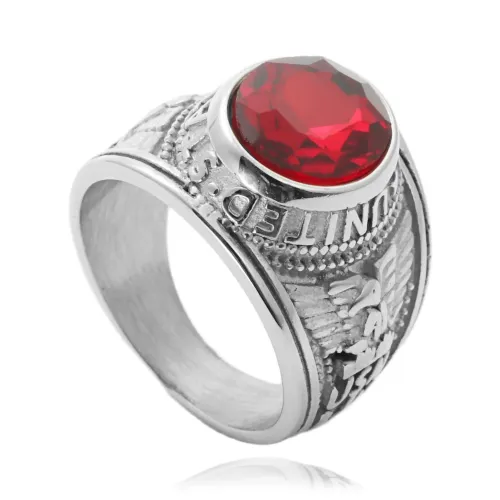 RTM1685 Multicolor Gemstone Punk Ring Stainless Steel Dragon Design