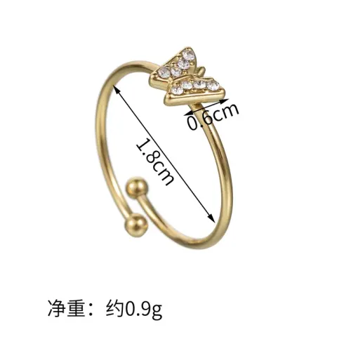 RTM2545 14K Gold Diamond Butterfly Open Ring Stainless Steel Luxury Accessory