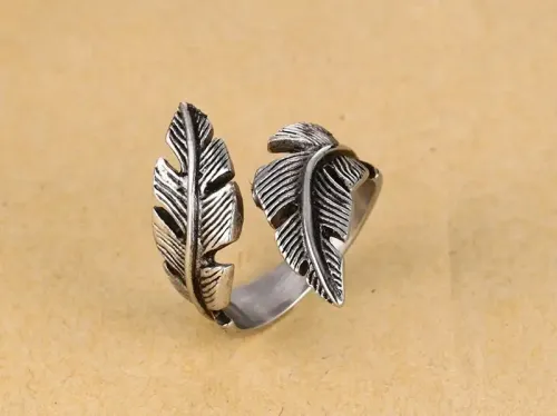 RTM47 27MM Open Feather Ring Fashion Brand Stainless Steel Jewelry