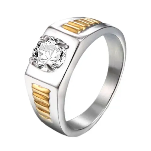 RTM572 Jiandian Gold Stainless Steel Diamond Men's Middle Finger Ring Exclusive Jewelry