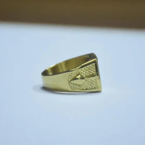 RTM252 Gold Titanium Masonic Ring Unisex Religious Jewelry Steel Band
