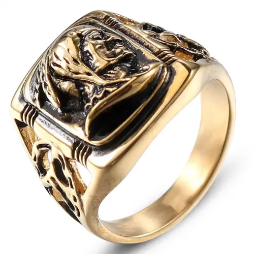 RTM518 Punk Style Men's Figure Casting Ring Bold Jewelry Statement Piece