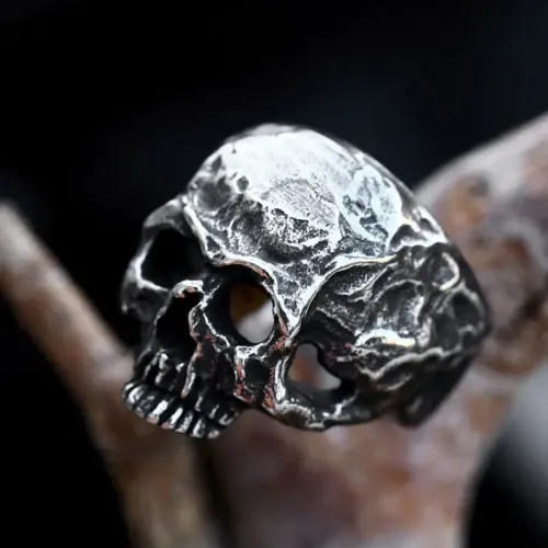 RTM2317 Halloween Skull Ring Horror Ghost Head Stainless Steel Men's Band