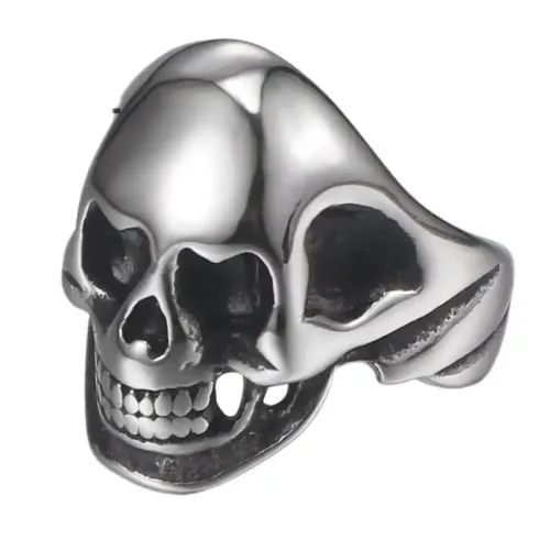 RTM553 Men's Titanium Steel Big Skull Ring Bold Totem Jewelry Piece
