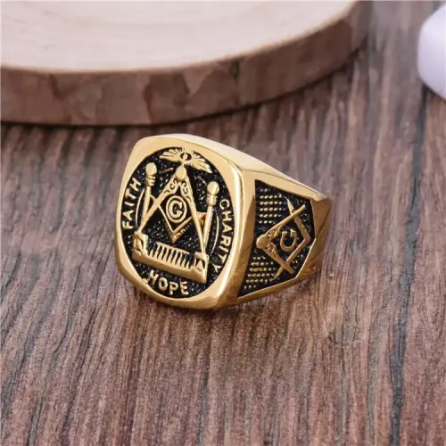 RTM246 AG Freemasonry Titanium Stainless Steel Ring Religious Chaoliu Style Jewelry