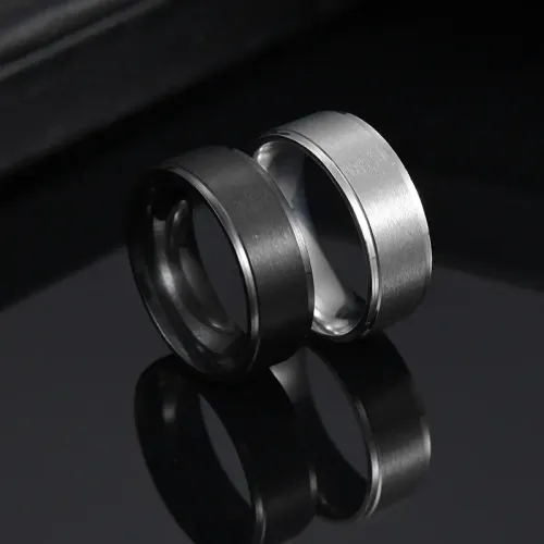 RTM1156 Matte Black Plated Men's Ring Sleek Stainless Steel Jewelry
