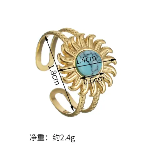 RTM2454 Adjustable Stainless Steel Sunflower Ring Open Design Floral Jewelry
