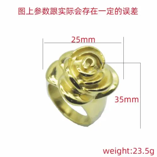RTM448 Elegant Rose Flower Stainless Steel Ring for Women Fashion Jewelry