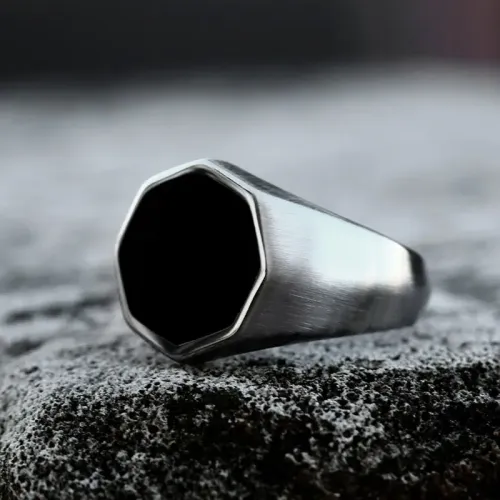 RTM2348 Hexagonal Stainless Steel Men's Ring Designer Brand Luxury Accessory