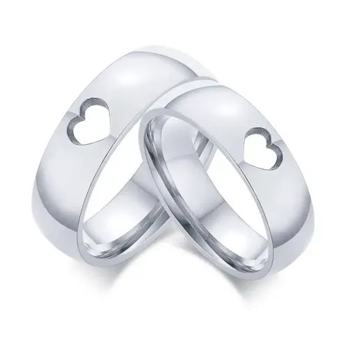 RTM68 Love Couple Hollow Ring Single Stainless Steel Band for Partners