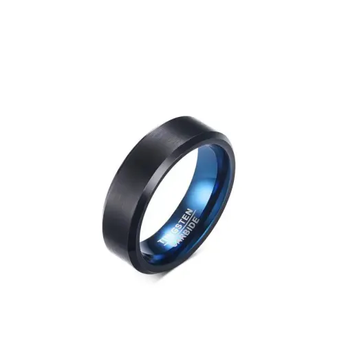 RTM166 6MM Blue Black Tungsten Steel Ring Men's Dual-Plated Jewelry