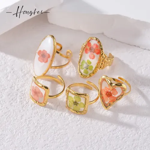 RTM2457 Everlasting Flower Series Chinese Style Stainless Steel OL Ring